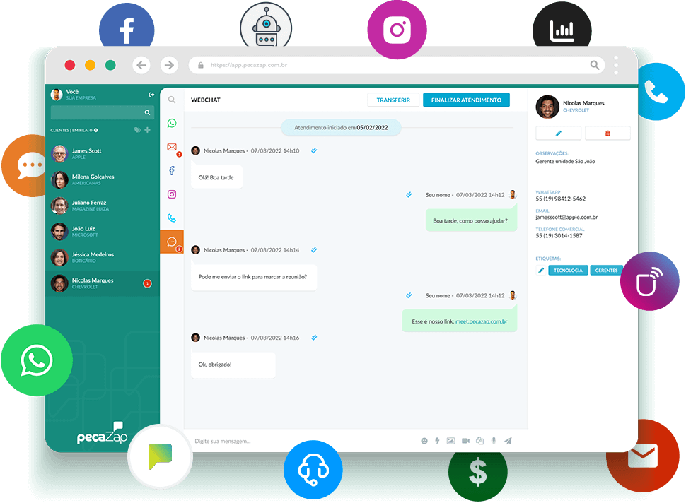 Mensagens do site para sua tela